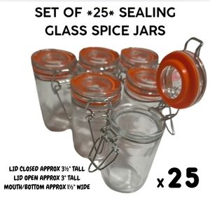 SET OF *25* SEALING GLASS (SPICE) JARS • 📬 Requires 1 Addt'l Label